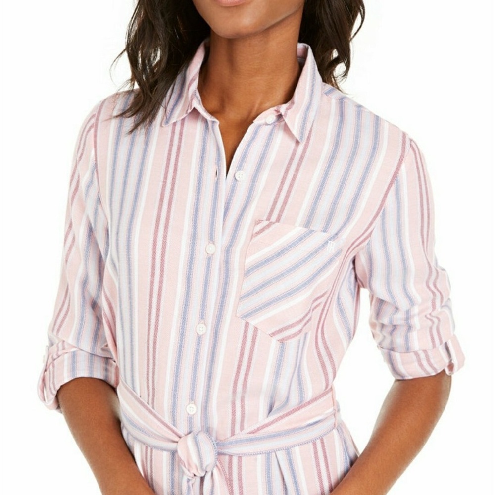 Striped Pink Shirt Dress